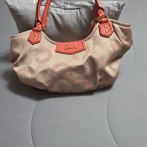 Coach Tan and Coral Shoulder Bag